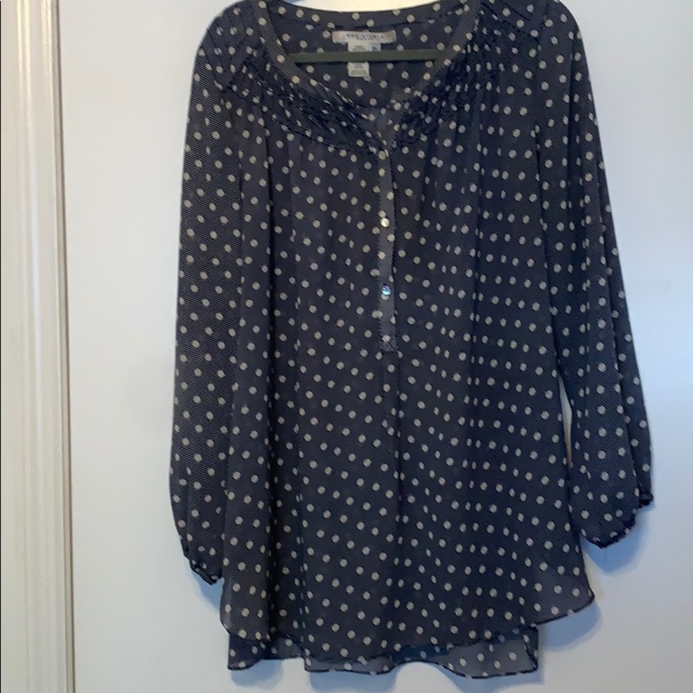 Max Studio 2x wombs Polk-a-dot long sleeved shirt